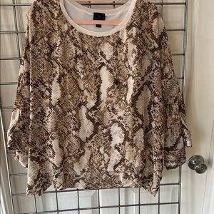 Worthington Multicolored Oversized Blouse with Bell Sleeves